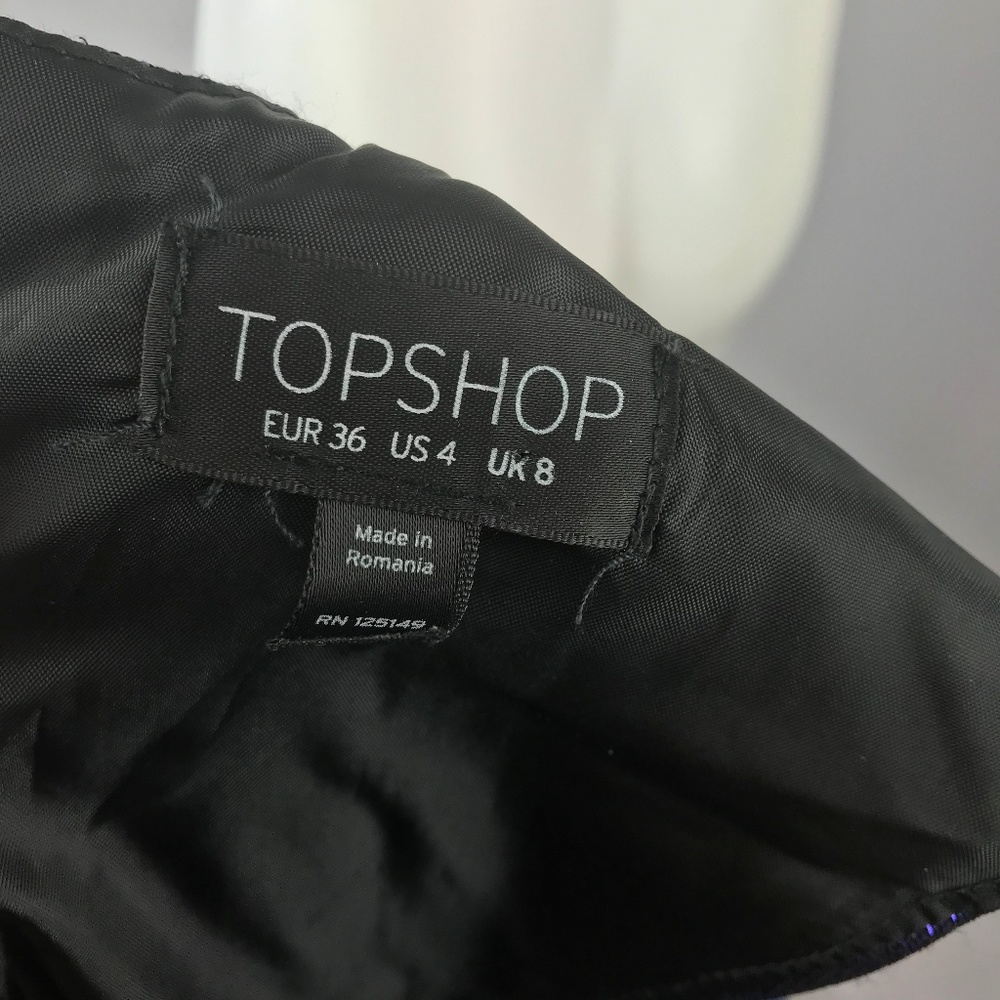 Topshop 2 Tone Bonded Skater Dress Metallic 4 - Picture 2 of 7